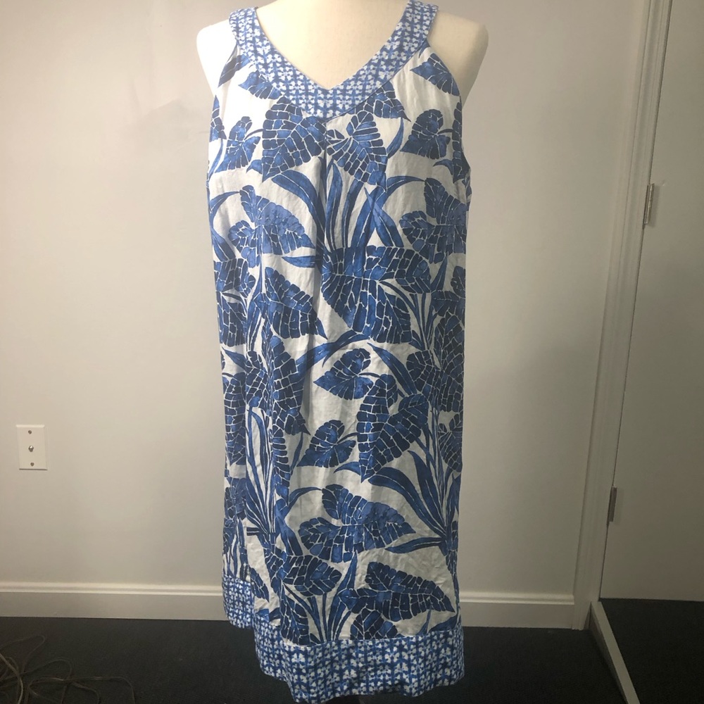 Tommy Bahama blue print large linen dress